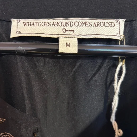 NWOT What Goes Around Comes Around Silk Beaded Embroidered Black Dress Medium - Picture 8 of 9